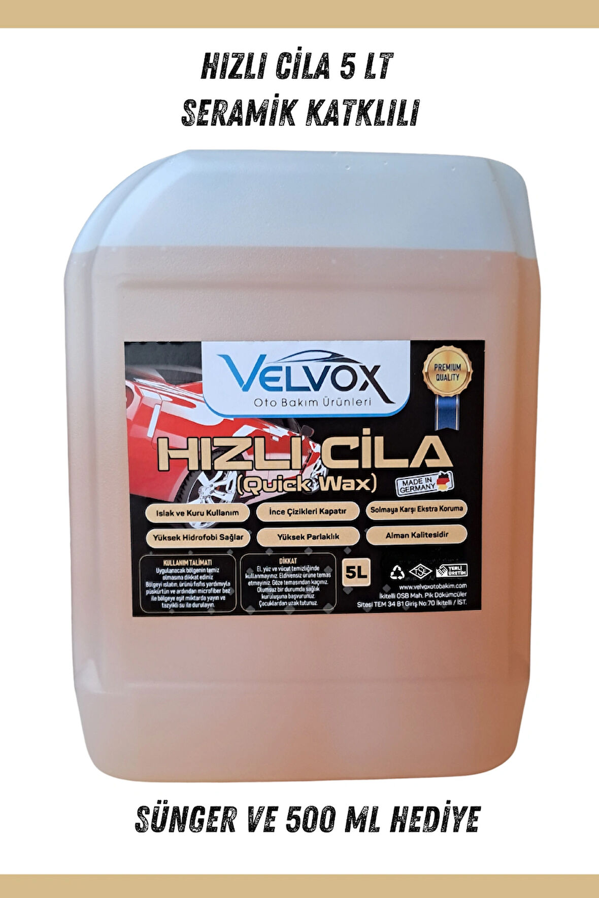 Hızlı Cila Seramik Katkılı 5 LT + 500 ML ve Uygulama Süngeri Hediye