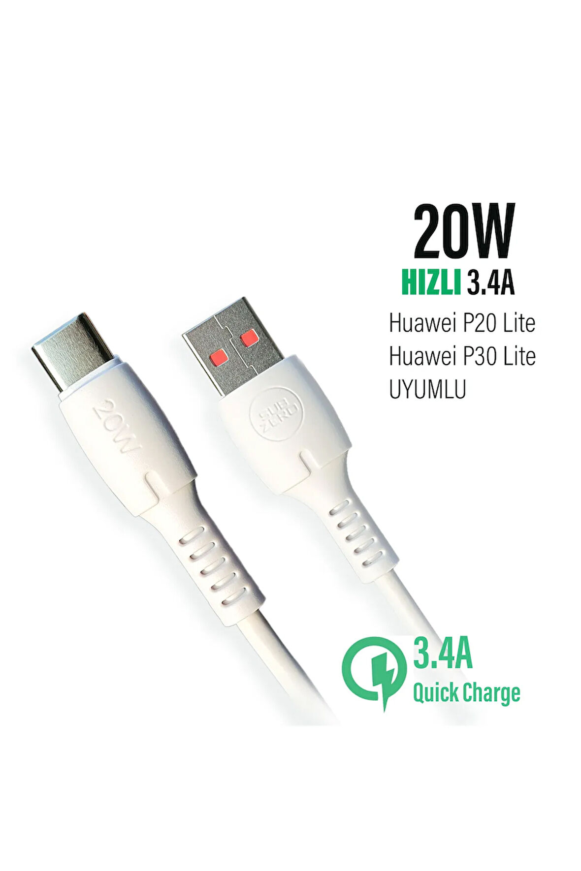 Huawei P20 Lite P30 Lite Uyumlu Şarj Kablosu 20W Hızlı Type-C