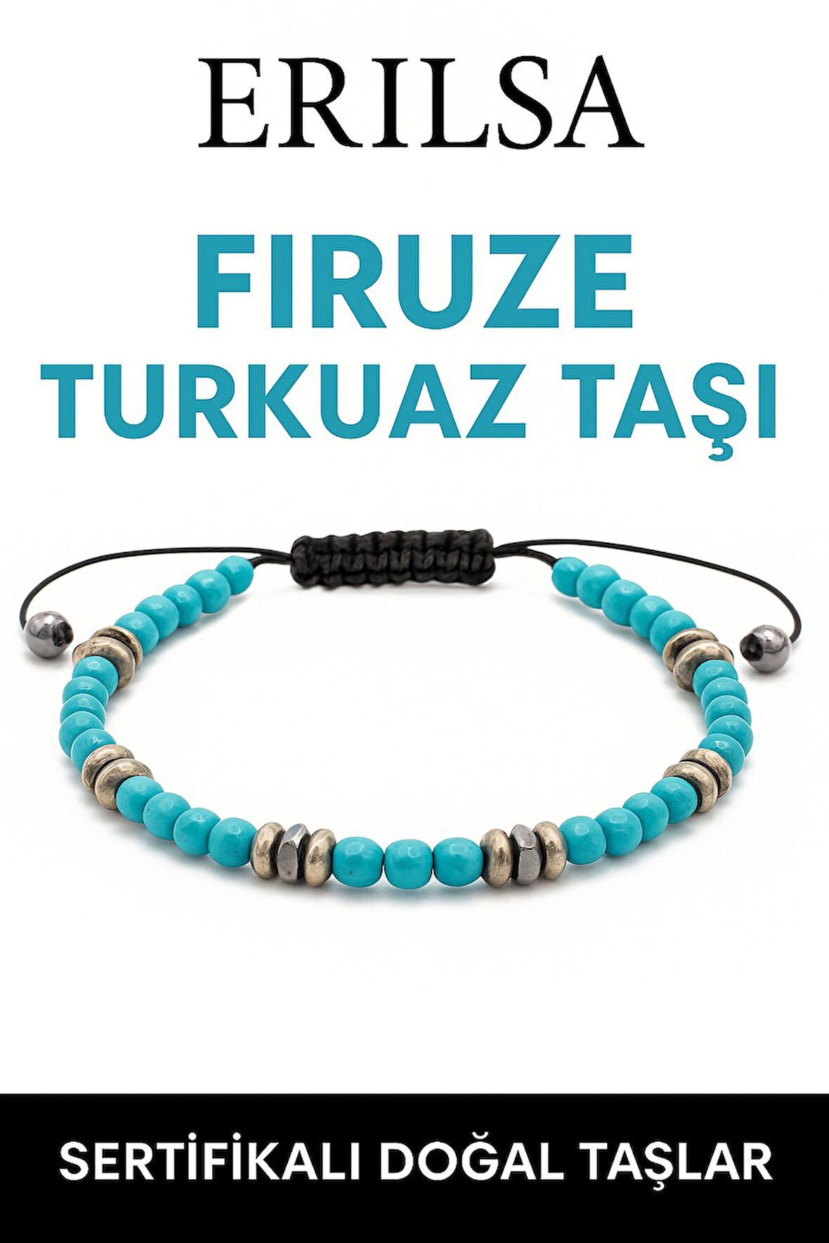 Sertifikalı Terahertz – Firuze Taşı Bileklik (İnce Model) – Koruma, Enerji ve Şans Taşı