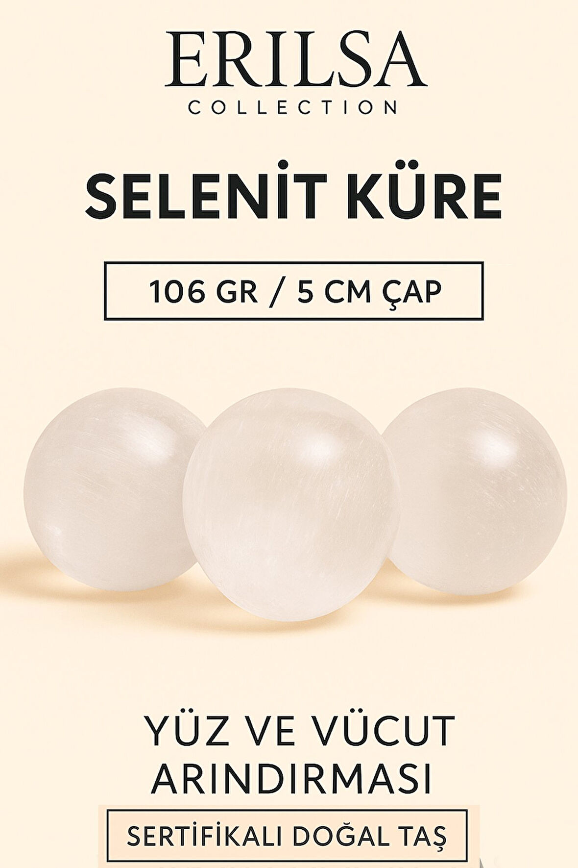 Sertifikalı Selenit Taşı Küre – Aura Temizliği ve Yüz-Vücut Arındırması İçin Doğal Enerji Küresi