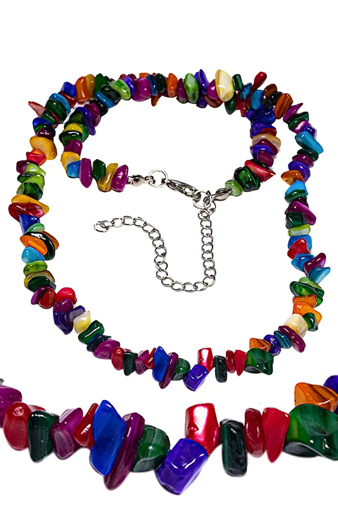 Sertifikalı Multicolor Sedef Taşı Doğal Taş Kadın Kolyesi