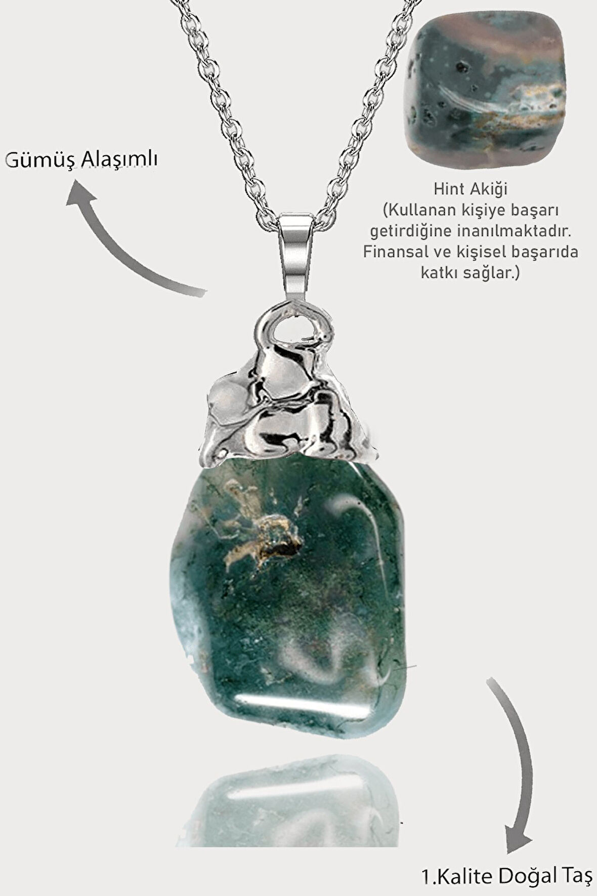 Sertifikalı Ham Hint Akik Taşı Kolye