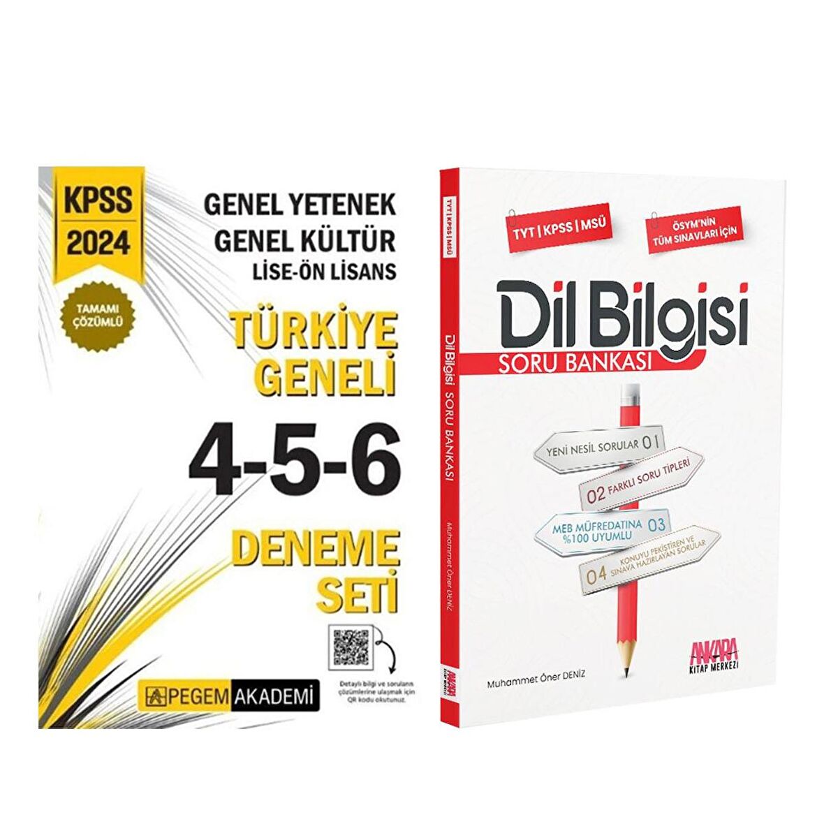 Pegem 2024 KPSS Lise Önlisans Türkiye Geneli 4-5-6 Deneme ve AKM Dil Bilgisi Soru Bankası Seti
