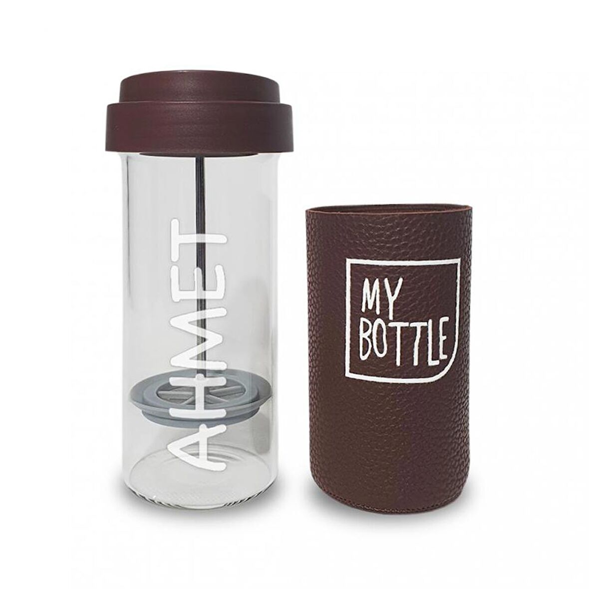 Kişiye Özel French Press My Bottle Deri Kılıflı 450 ml