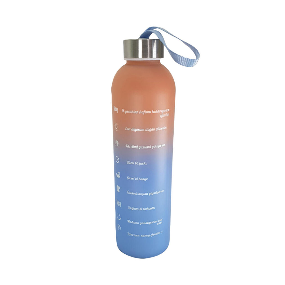 Renkli 750 ml Motivasyon Cam Su Matarası HK2707