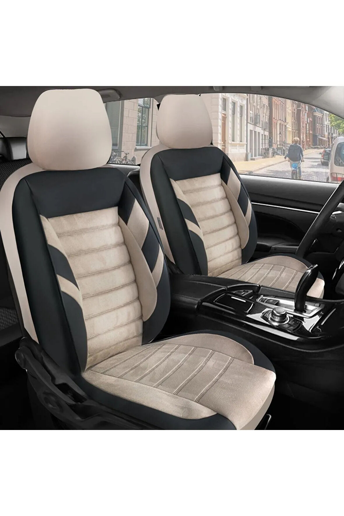 UNİVERSAL KZY Zebra Bej-Siyah  Renault Symbol Uyumlu Oto Koltuk Kılıfı