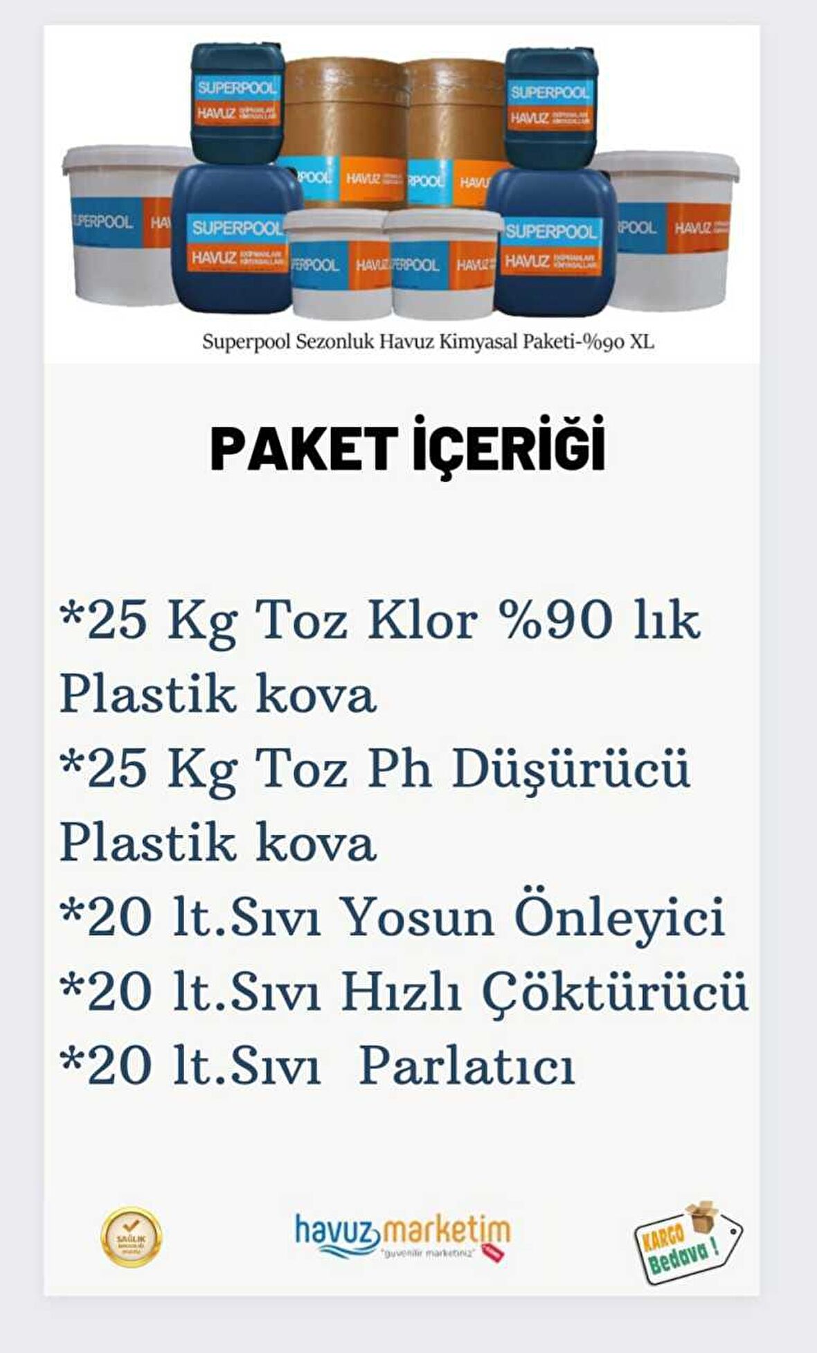 90'lık Havuz Kimyasal Paketi  XL