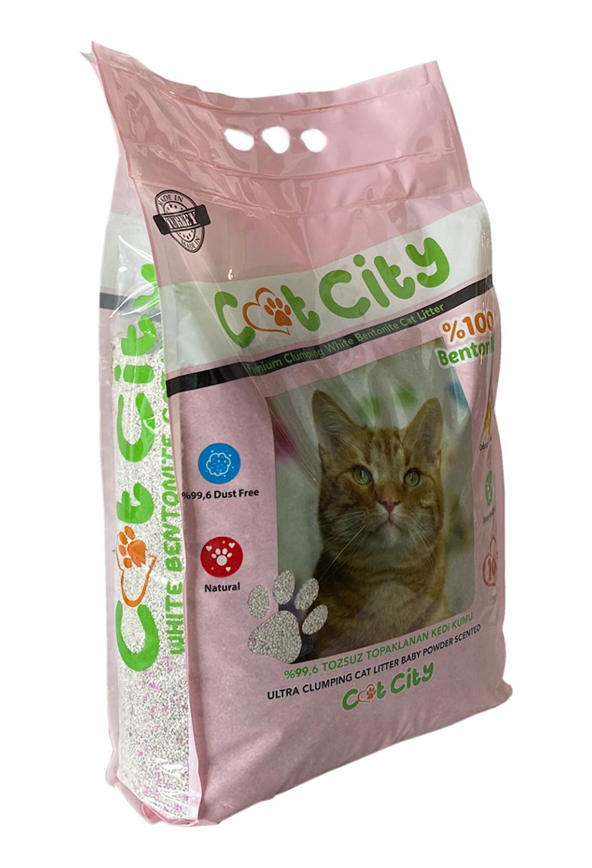 Cat City Ekstra Parfümlü Bentonit Topaklanan Kedi Kumu 10 Lt Bebek Pudralı