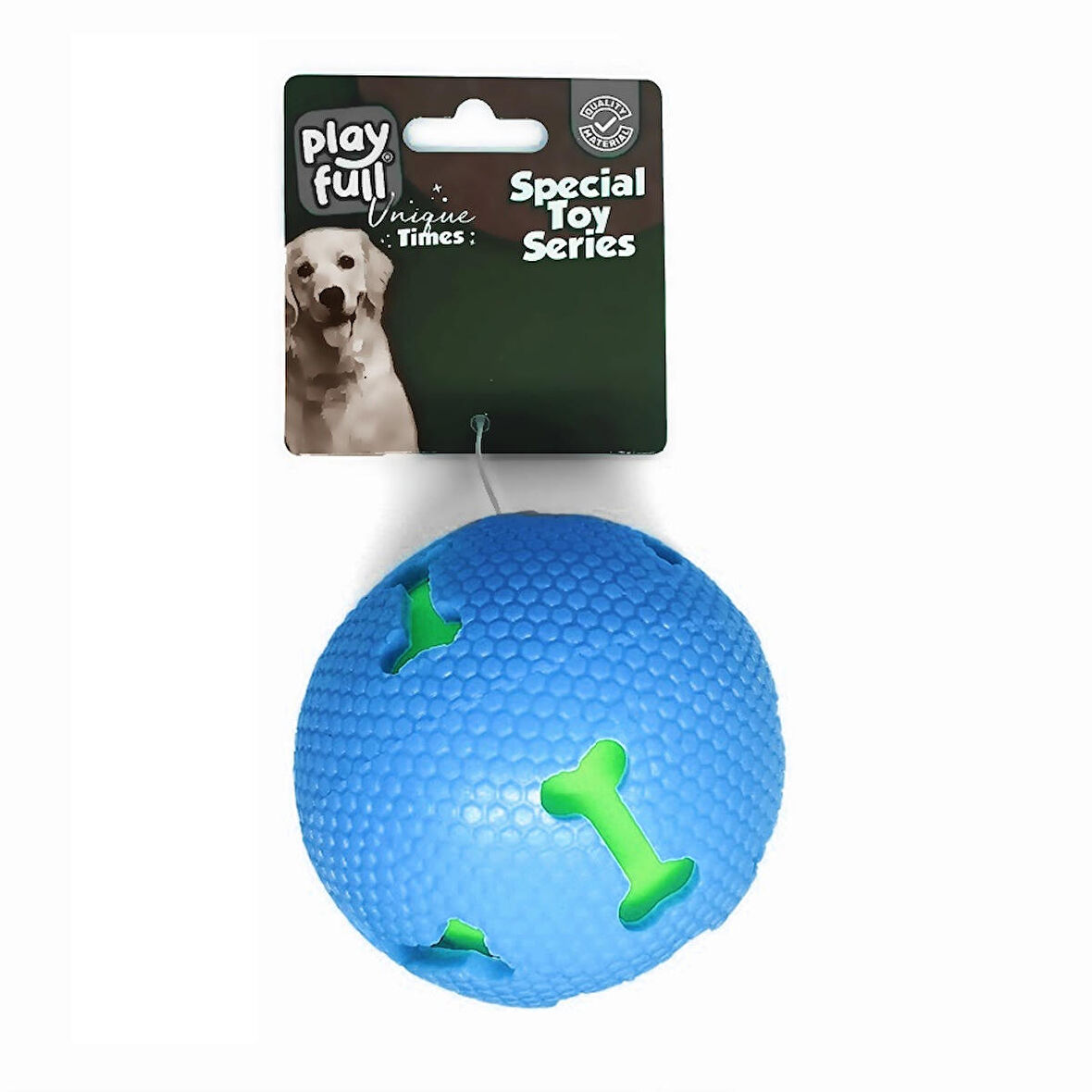 Playfull Işıklı Kemik Desenli Plastik Top Köpek Oyuncağı 7,5 Cm Mavi