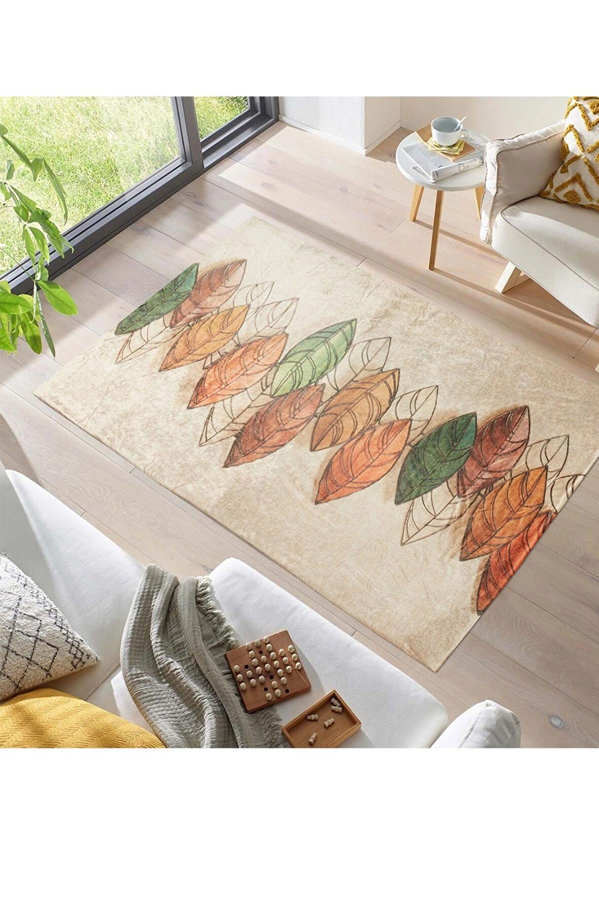 Modern Desenlerde Kadife Dokulu Lastikli Süngerli Kaymaz Yıkanabilir Halı Örtüsü