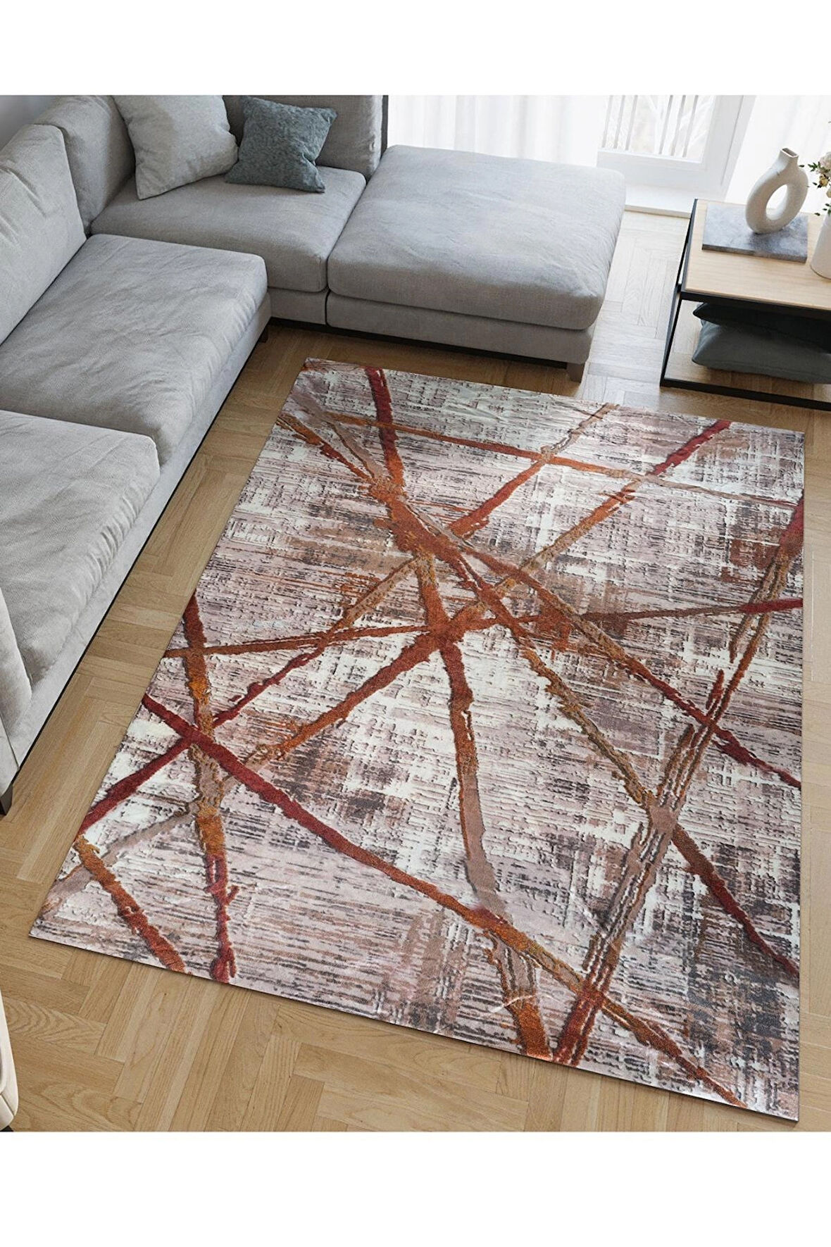 Modern Desenlerde Kadife Dokulu Lastikli Süngerli Kaymaz Yıkanabilir Halı Örtüsü