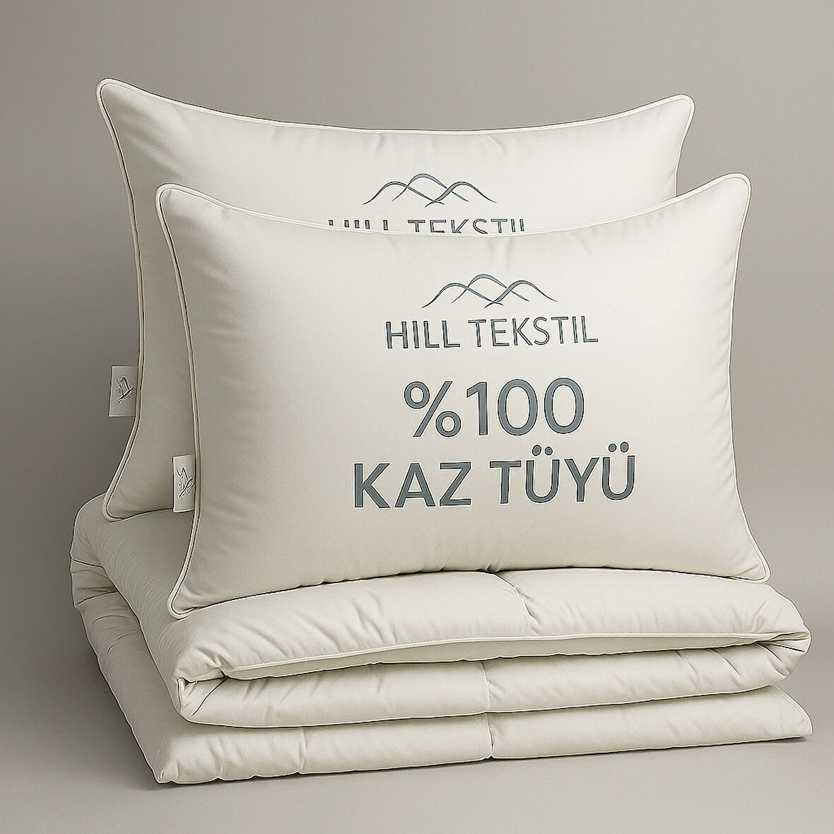 %100 KAZ TÜYÜ YORGAN SETİ ÇİFT %20 GIDIK ÇİFT KİŞİLİK YORGAN 195X215 VE 2 ADET 50*70 KAZ TÜYÜ YASTIK