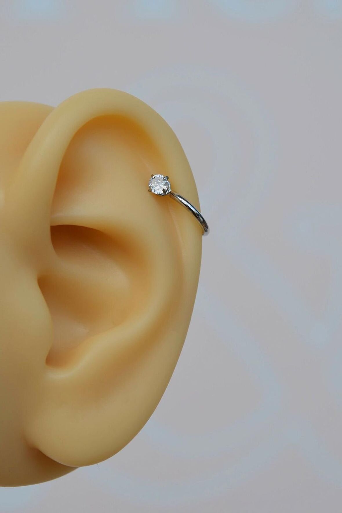 Gümüş Renk Düz Halka Helix Piercing Kıkırdak