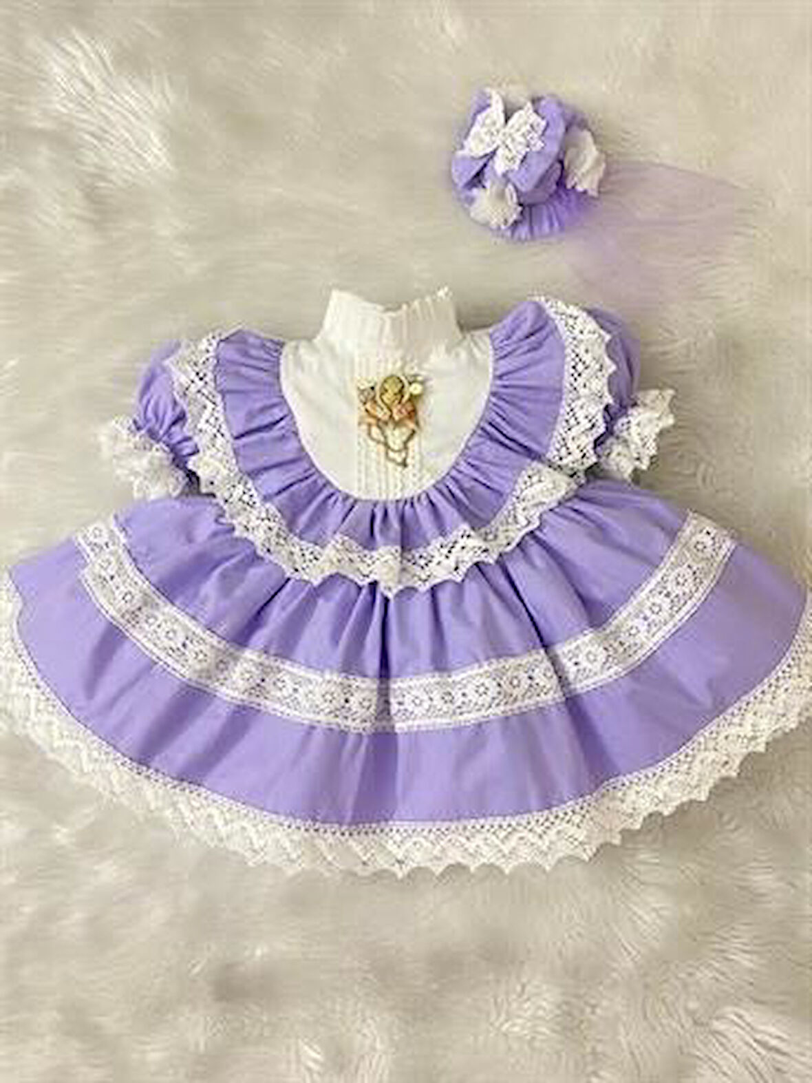 Lila Kız Bebek Elbisesi,Doğum günü elbisesi, fotoğraf çekim elbisesi 0-12 Yaşa Uygun