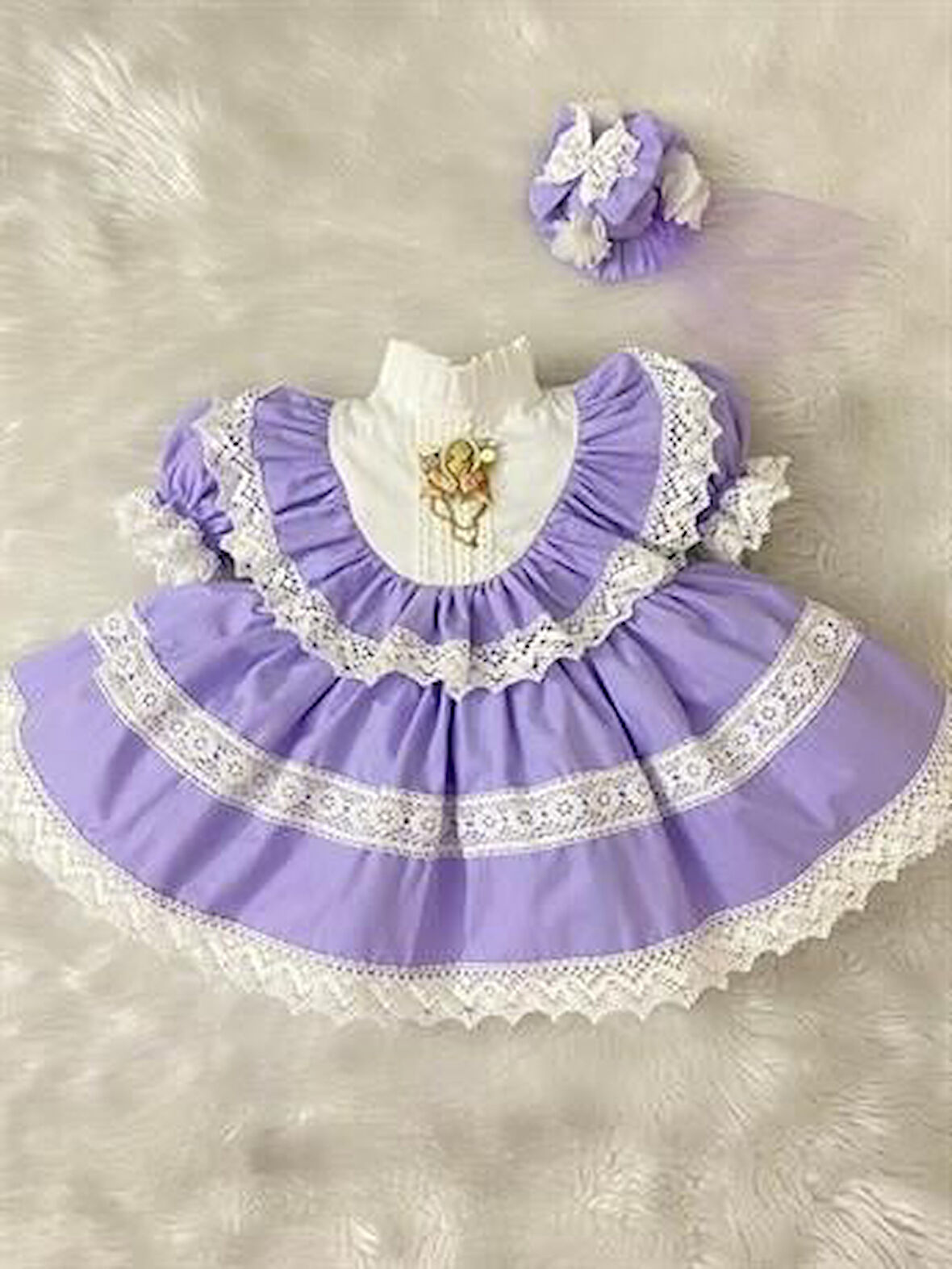 Lila Kız Bebek Elbisesi,Doğum günü elbisesi, fotoğraf çekim elbisesi 0-12 Yaşa Uygun