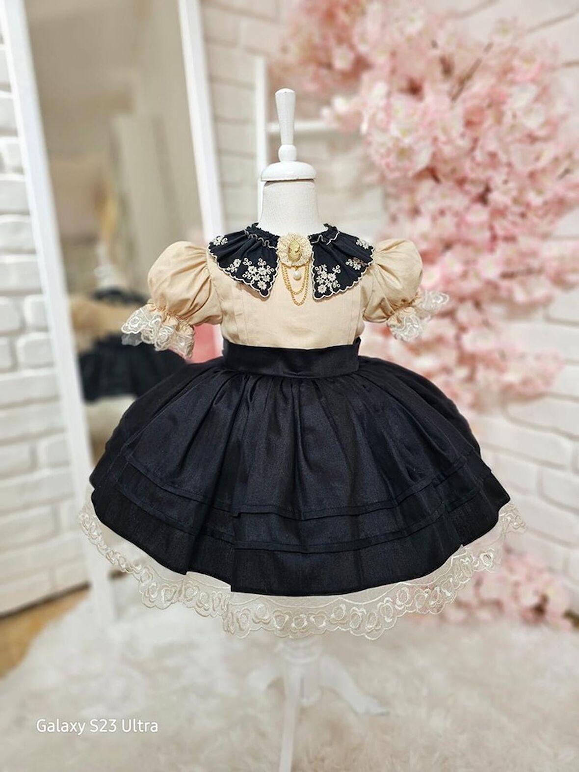 Siyah Yakalı Kız Bebek Elbisesi,Doğum günü elbise,fotoğraf çekim elbise,0-10 Yaş Uygun