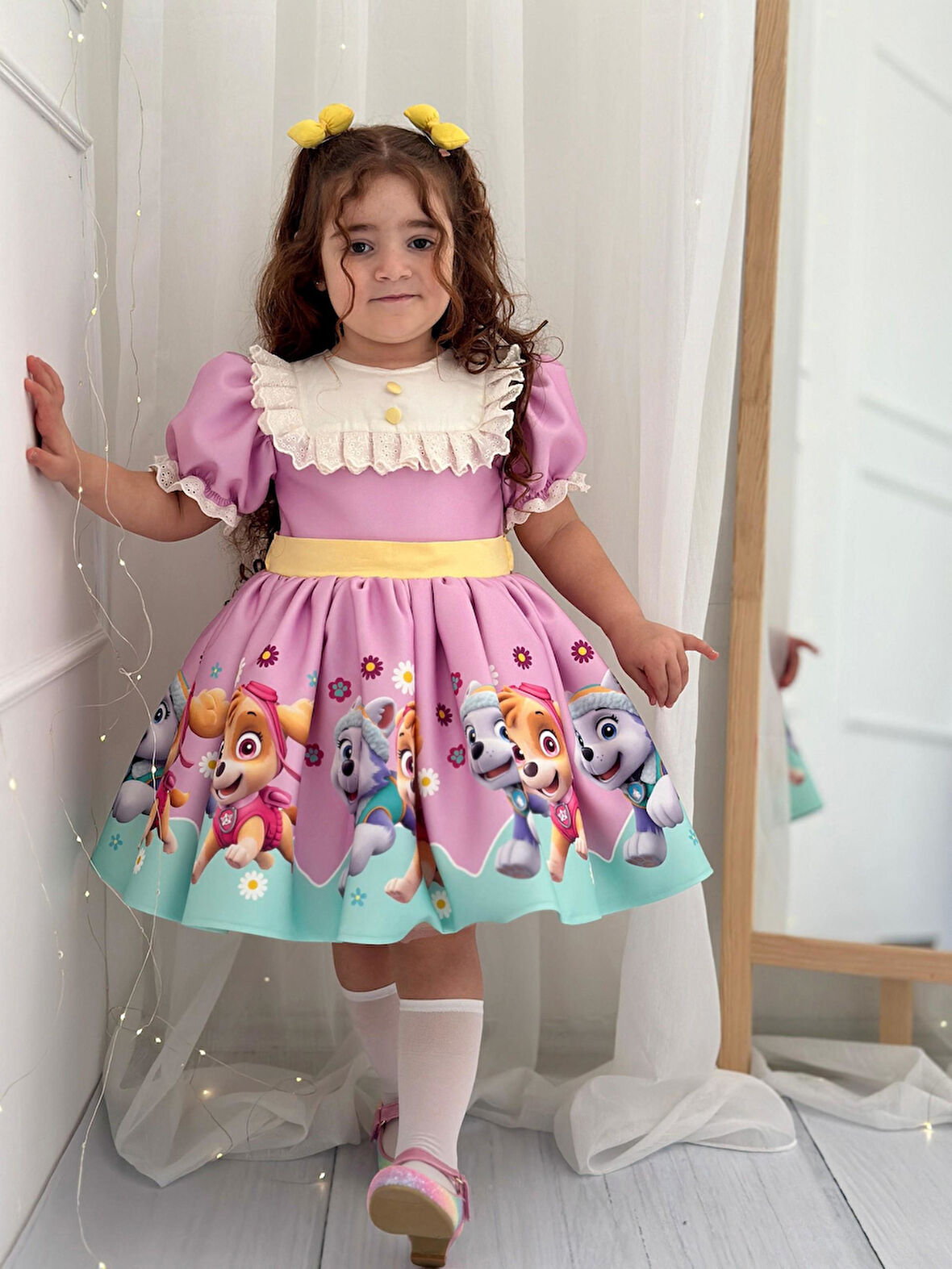 Paw Patrol Vintage Kız Bebek Elbise,Doğum günü elbise,fotoğraf çekim elbise,0-12 Yaş Uygun