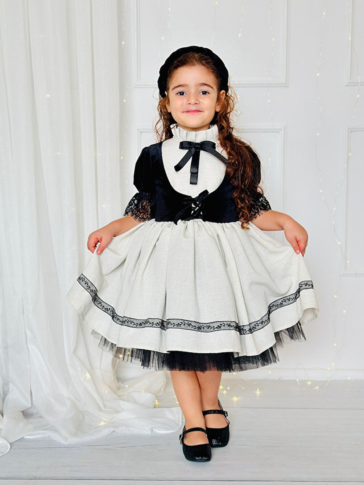 Siyah Kadife Kız Bebek Kostümü,Doğum günü elbise,fotoğraf çekim elbise,0-12 Yaş Uygun