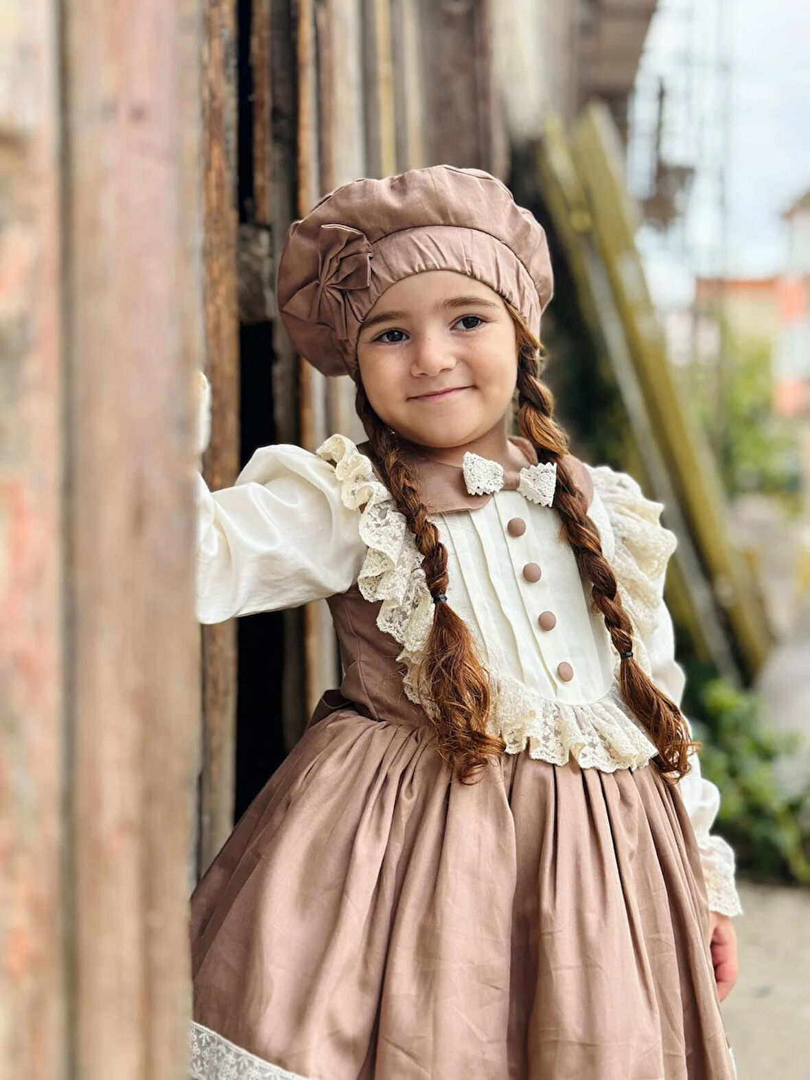 Şapkalı Retro Krem Vintage Kız Bebek Elbise,Doğum günü elbise,fotoğraf çekim elbise,0-12 Yaş Uygun