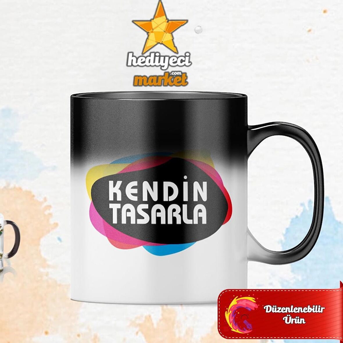 Kişiye Özel Sihirli Kupa Bardak - Kendin Tasarla - Hediyeci Market