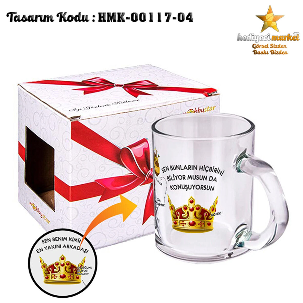 Prens Karakter Temalı Şeffaf Cam Kupa Bardak - HMK-00117-04