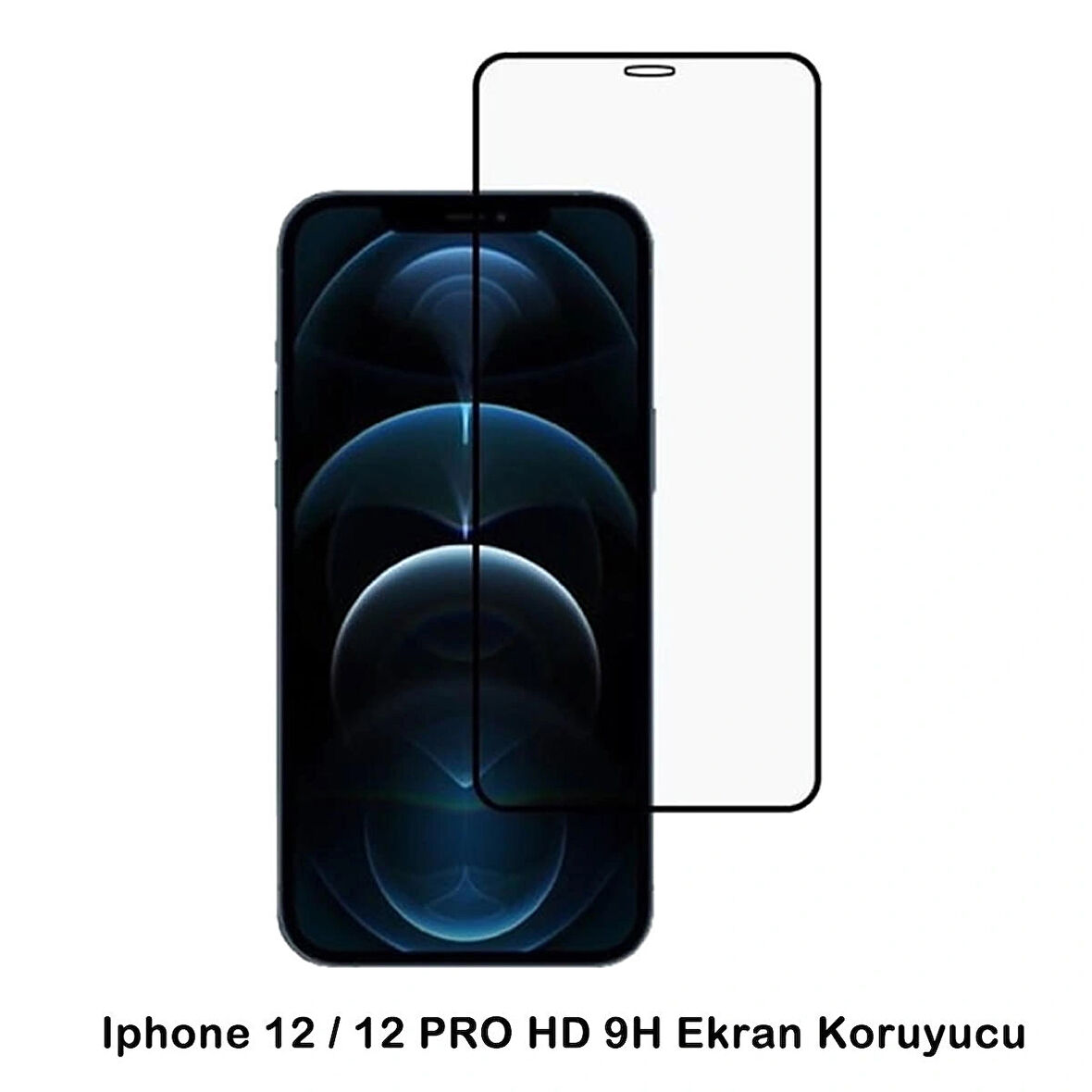 Iphone 12 / 12 Pro Tam Ekran Siyah HD 9H Kırılmaz Cam