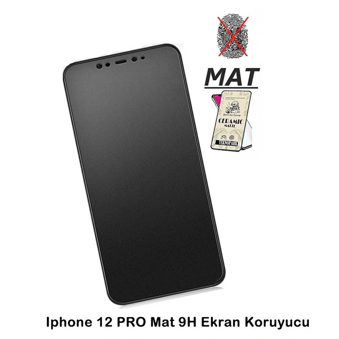 Iphone 12 Pro Tam Ekran Siyah MAT 9H Kırılmaz Cam