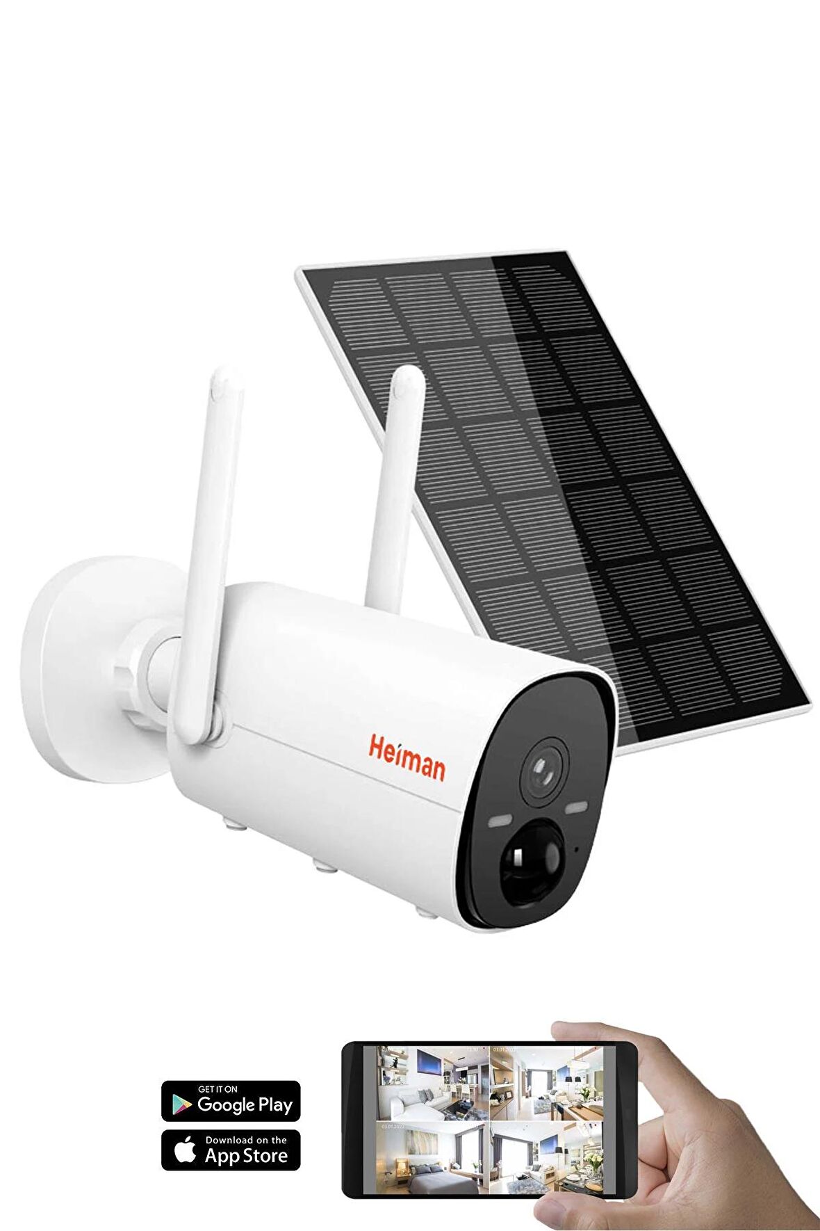 HEİMAN HM-620 Wifi Solar Panelli  3MP Dış Ortam Güneş Enerjili Akıllı Wifi Kamera -App Kontrol-