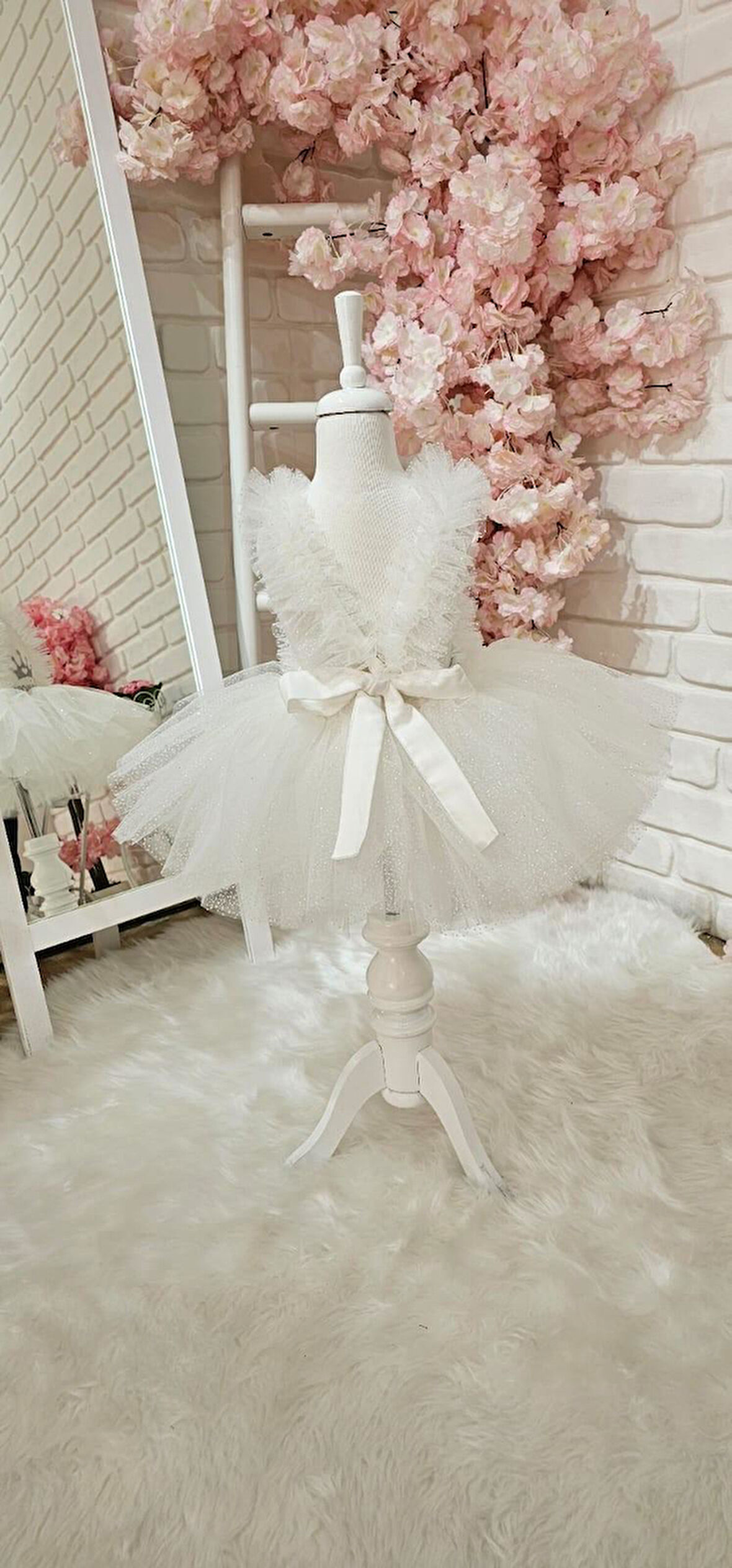 Krem Simli Romper Kız Bebek Elbisesi, Özel Dikim Kız Çocuk Elbisesi, Doğum günü elbisesi, fotoğraf çekim elbisesi, Kız Bebek Hediyesi, 0-3 Yaşa Uygun