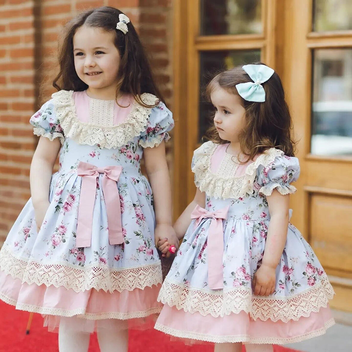 Mavi Okyanus Vintage Kız Bebek Elbisesi,Doğum günü,fotoğraf çekim elbisesi,0-12 Yaşa Uygun
