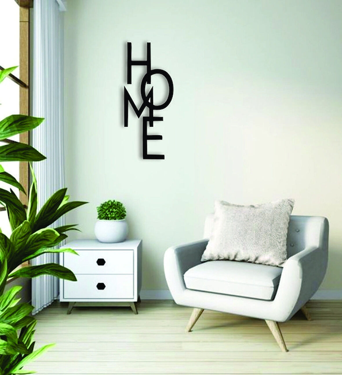 HOME yazılı lazer kesim duvar dekoru