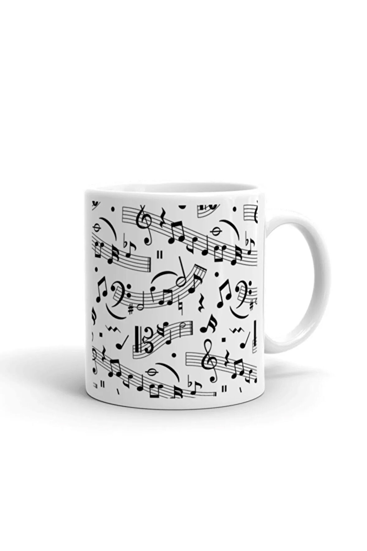 Müzik Nota Desenli ithal Porselen Seramik Kupa Bardak