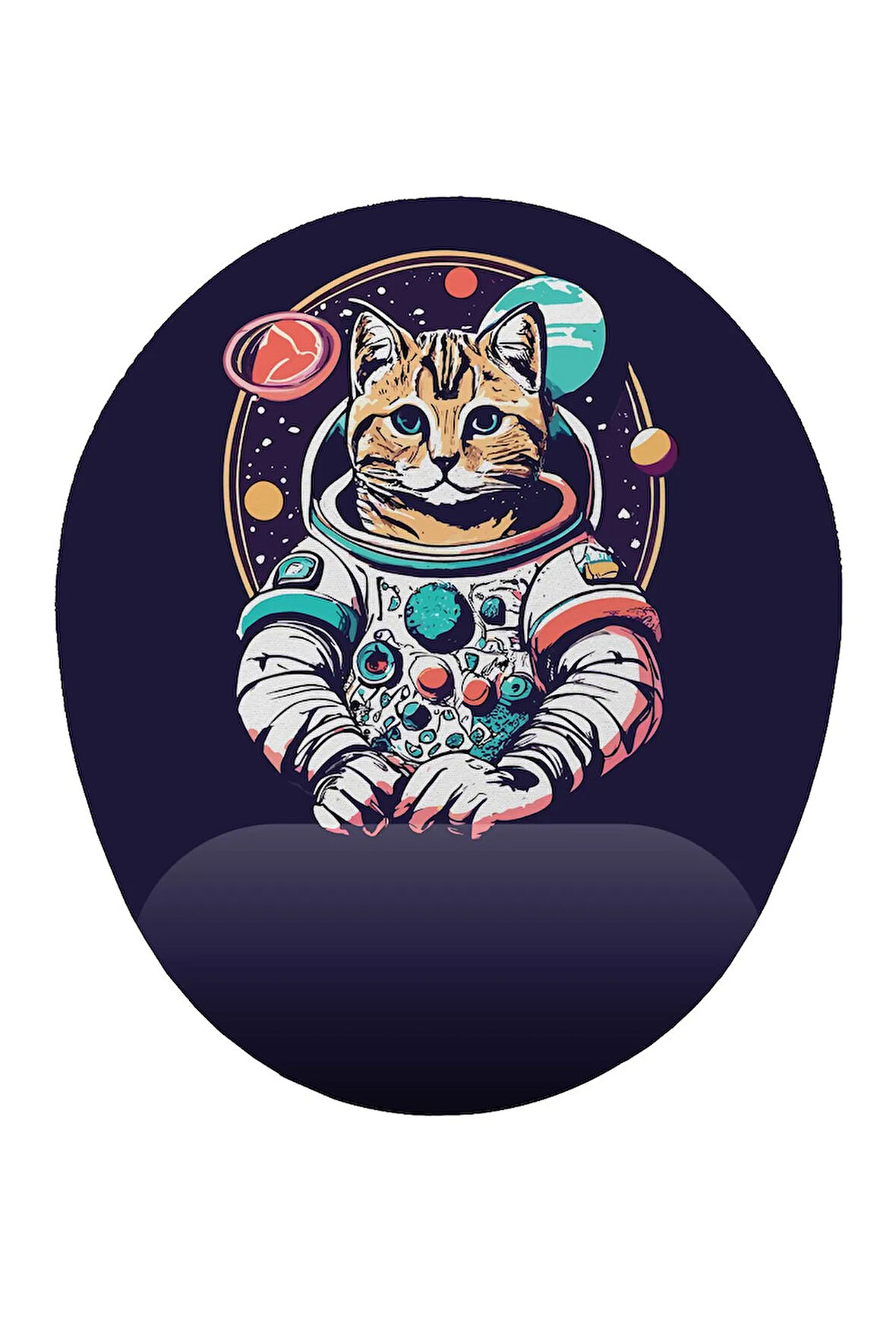 Astronot Kedi Bilek Destekli Kaymaz Buruşmaz Kırılmaz Mouse Pad