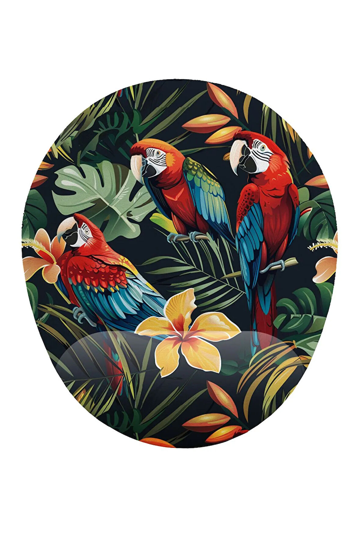 Papağan Desenli Bilek Destekli Kaymaz Buruşmaz Kırılmaz Mouse Pad