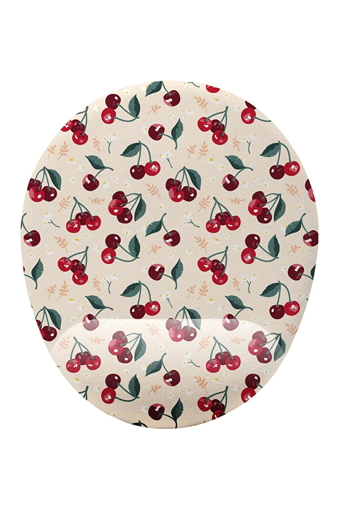 Kiraz Desenli Bilek Destekli Kaymaz Buruşmaz Kırılmaz Mouse Pad