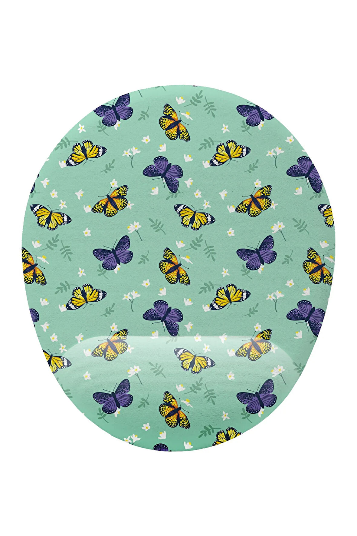 Kelebek Desenli Bilek Destekli Kaymaz Buruşmaz Kırılmaz Mouse Pad