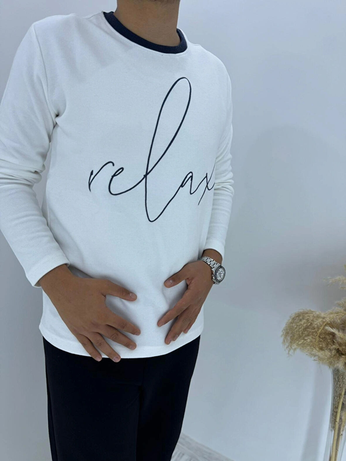  RELAX YAZILI SELANIK KÜMAŞ SWEATSHİRT