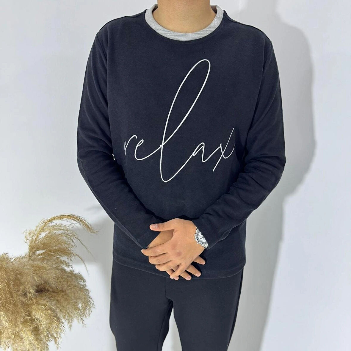  RELAX YAZILI SELANIK KÜMAŞ SWEATSHİRT