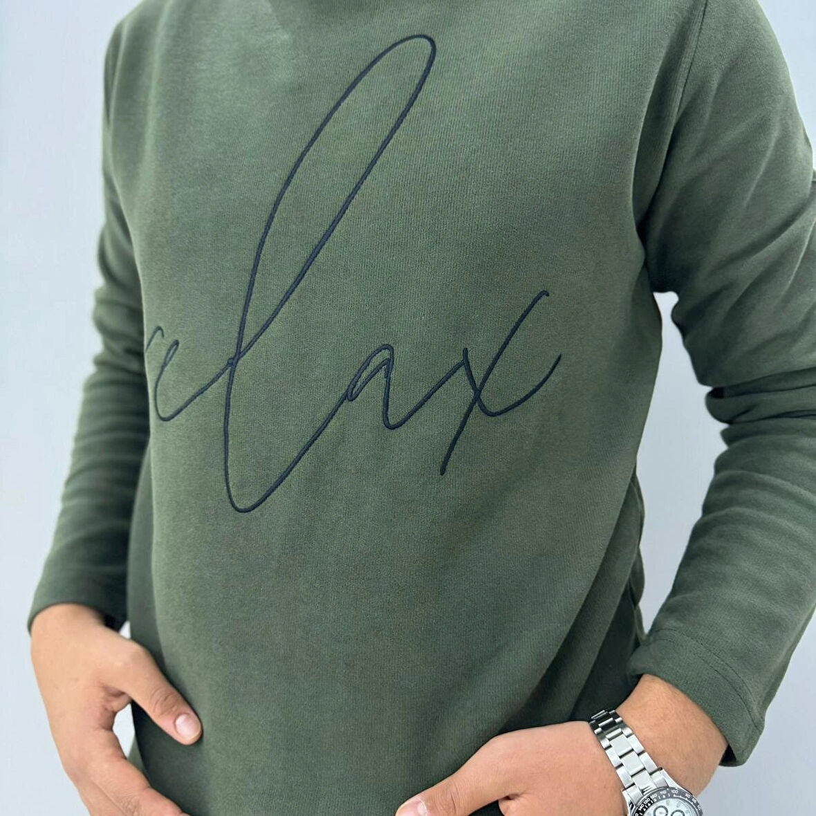  RELAX YAZILI SELANIK KÜMAŞ SWEATSHİRT