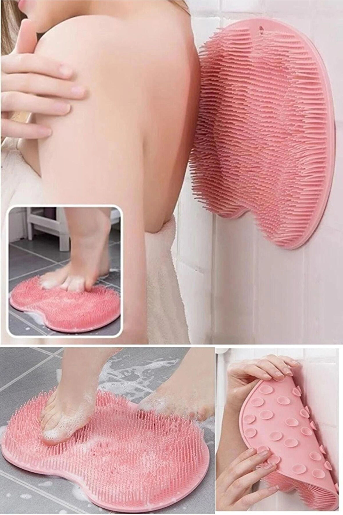 Vantuzlu Silikon Banyo Ayak Sırt Masaj Pedi Fırçası