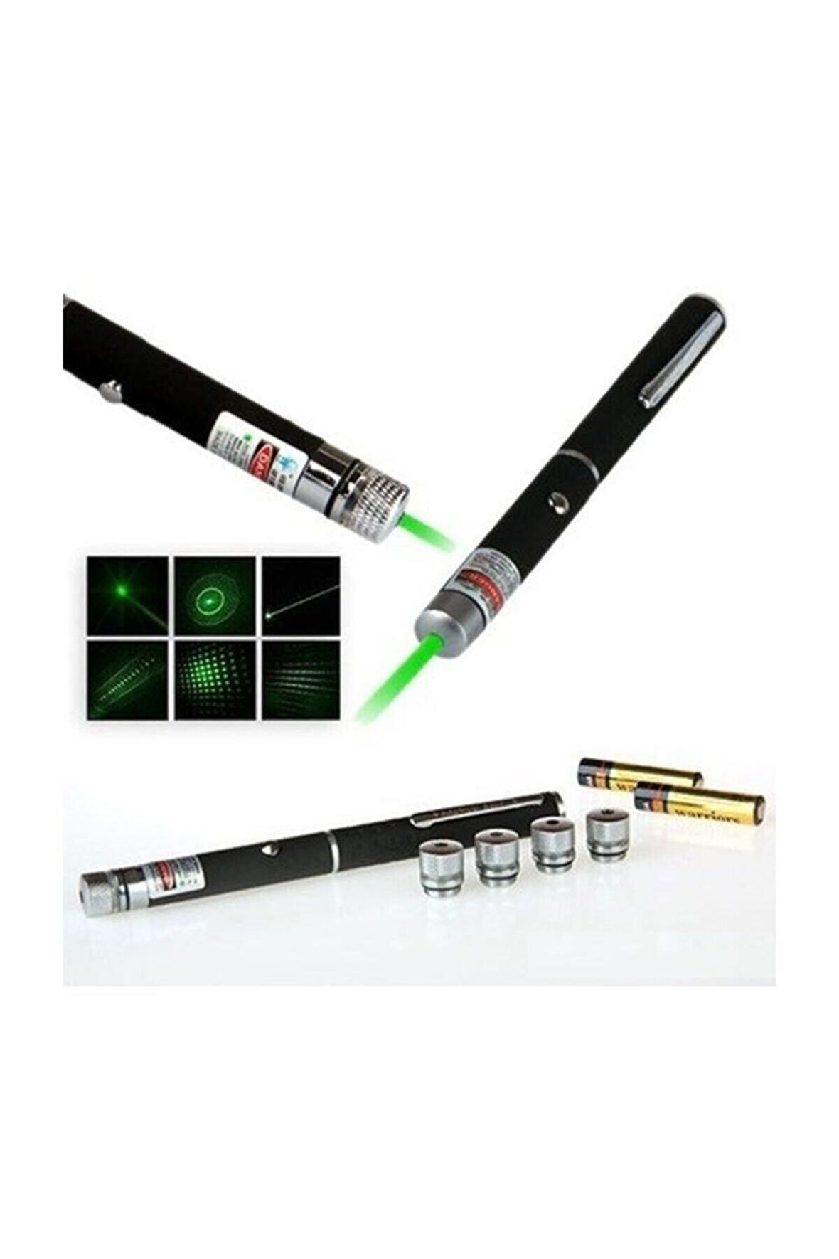 Yeşil Lazer Green Laser Pointer Özel Kutulu 5 Farklı Yansıtıcı Başlıklı Rc-12471