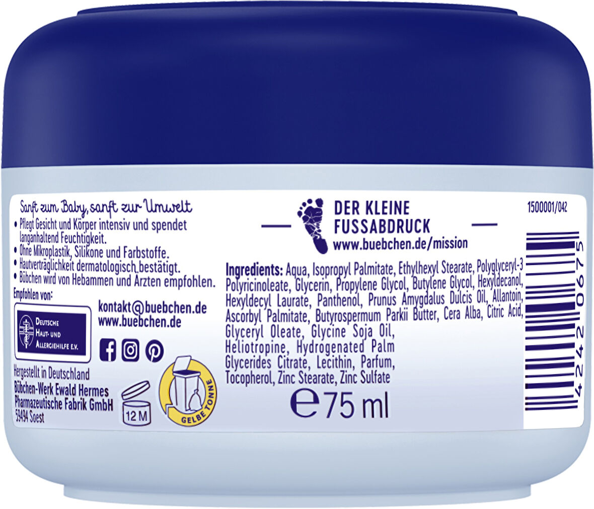 Bübchen Sensitive Bebek El ve Yüz Kremi 75 ml