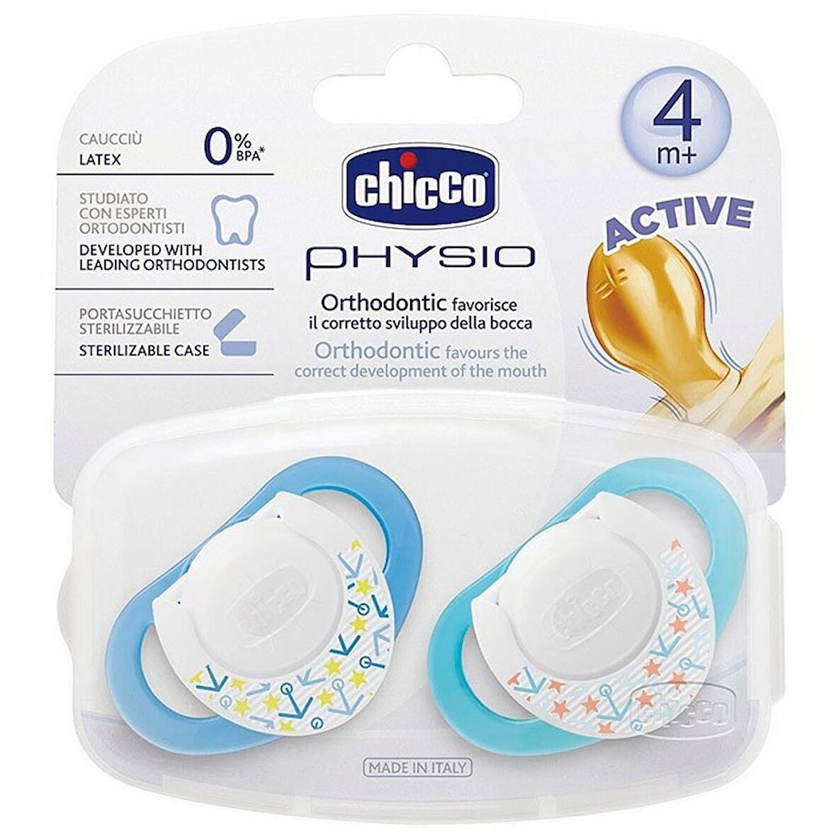 Chicco Physio Kauçuk Emzik +4ay - Mavi