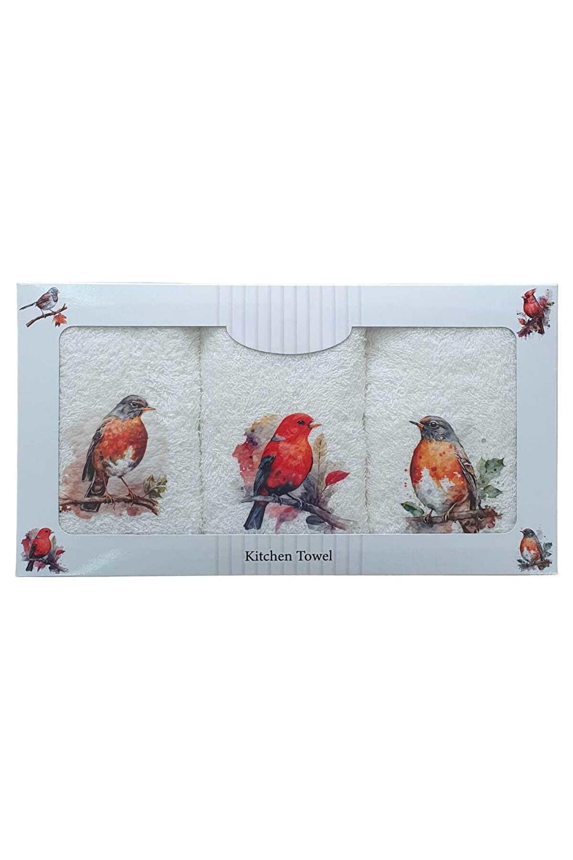 3 lü Kuş Desen Baskılı Mutfak Havlusu 30 X 50 Cm Kus-4