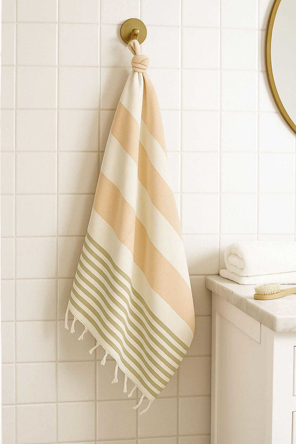 Mimoza Unisex Peştemal Plaj Havlusu 100x180 Cm &amp;#37;100 Pamuklu Soft Kahve-Açık Kahve