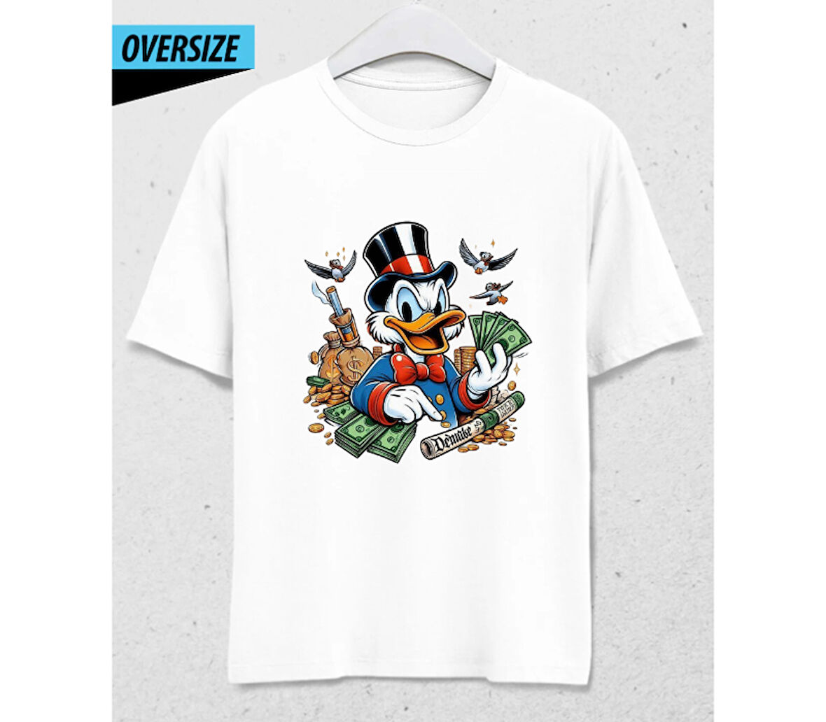 Vibe: Billionaire – Oversize Unisex T-Shirt Beyaz
