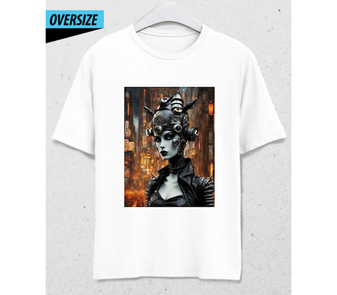 CyberQueen – Kodlanmış Güzellik Oversize T-Shirt Beyaz