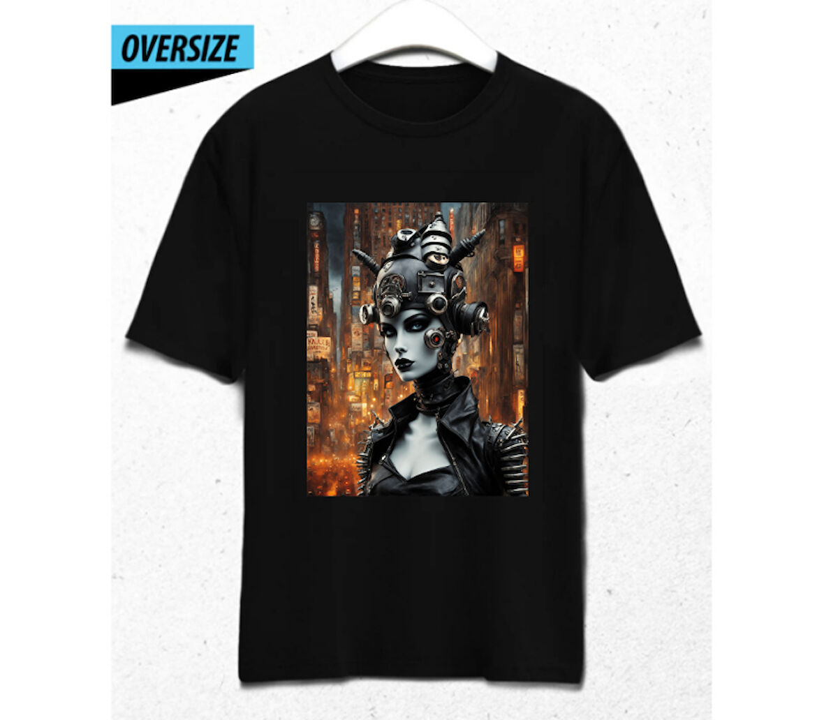 CyberQueen – Kodlanmış Güzellik Oversize T-Shirt Siyah