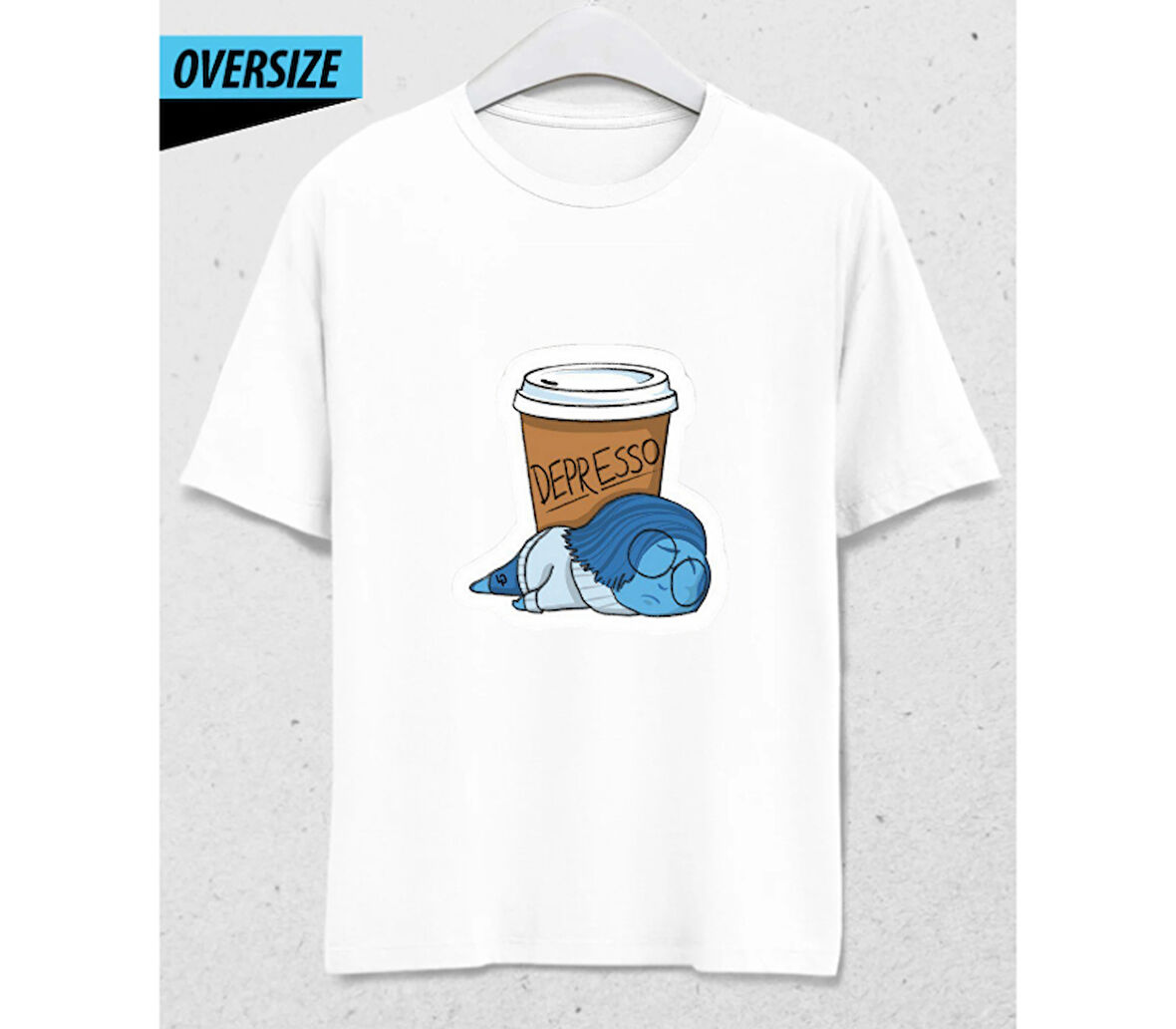 Despresso – Coffee First, Talk Never Oversize Unisex T-Shirt Beyaz