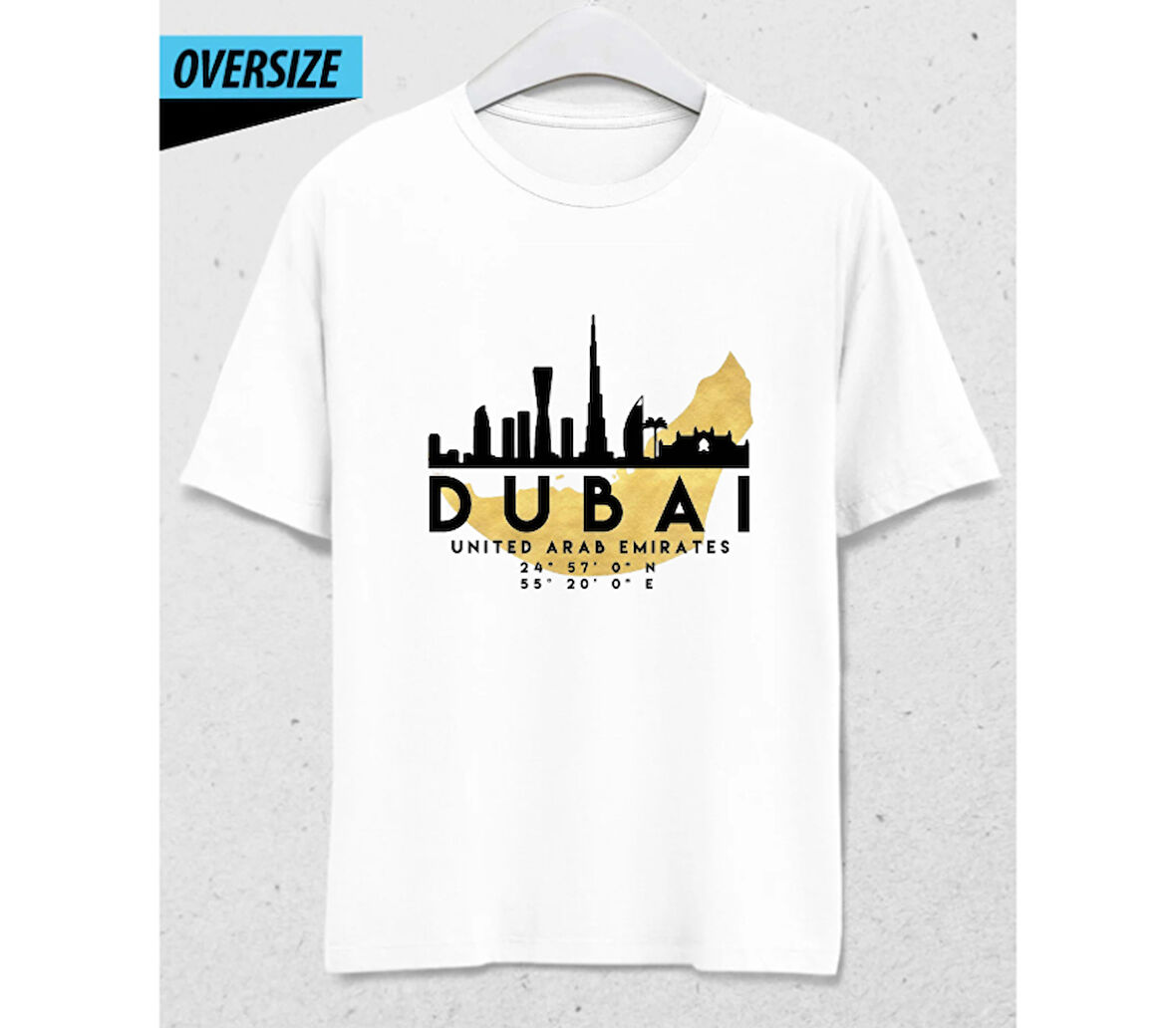 Dubai Skyline T-Shirt – Göz Alıcı Şehir Temalı Oversize Model Beyaz